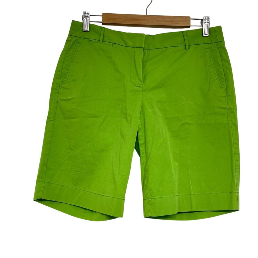 J Crew Lime Green Stretch Summer Weight Chino Shorts Womens Size 4 Casual Preppy